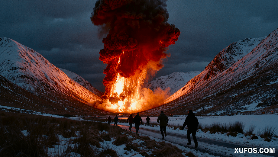Artistic reconstruction of the Berwyn Mountains UFO crash 1974