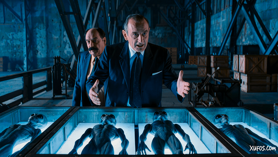 Artistic reconstruction of Richard Nixon and Jackie Gleason at a secret base