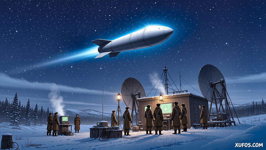 Artistic reconstruction of the Ghost Rockets over Scandinavia 1946
