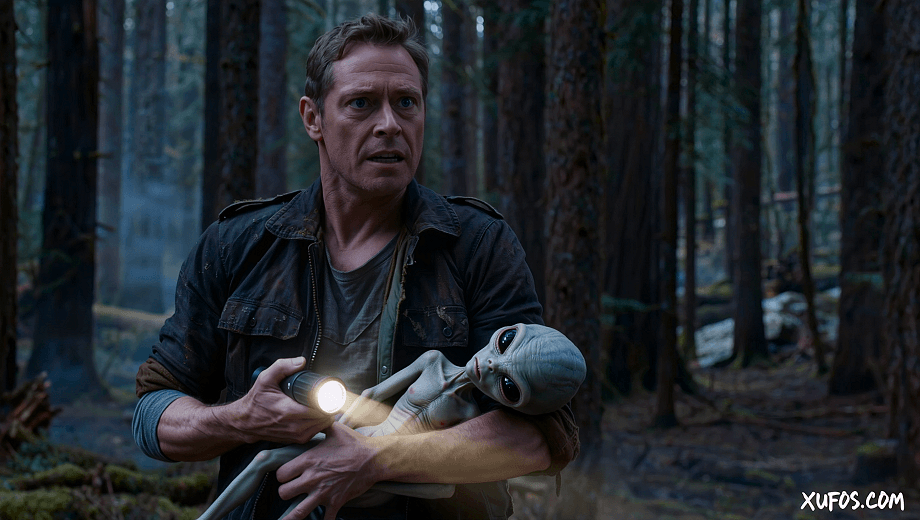 Artistic reconstruction of Dr. Jonathan Reed with the alien being