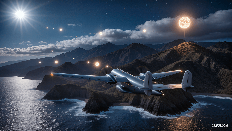 Artistic reconstruction of the Kaikoura Lights UFO Incident 1978