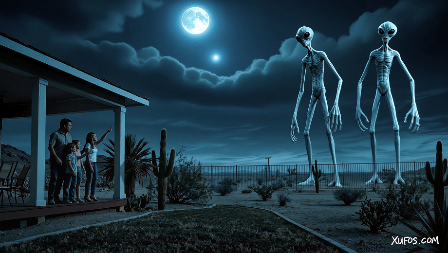 Artistic reconstruction of the Las Vegas giant alien backyard sighting