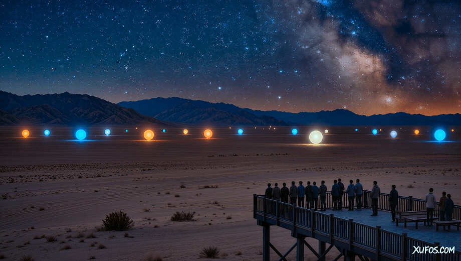 Artistic reconstruction of the Marfa Lights phenomenon
